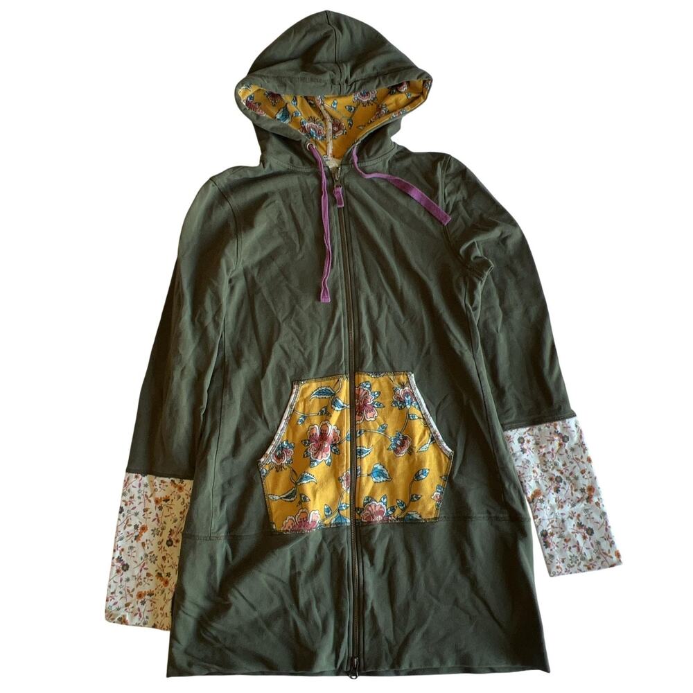 Matilda Jane Sweater Womens M Green Hooded Full Zip Lined Pockets Stretch - Picture 1 of 7